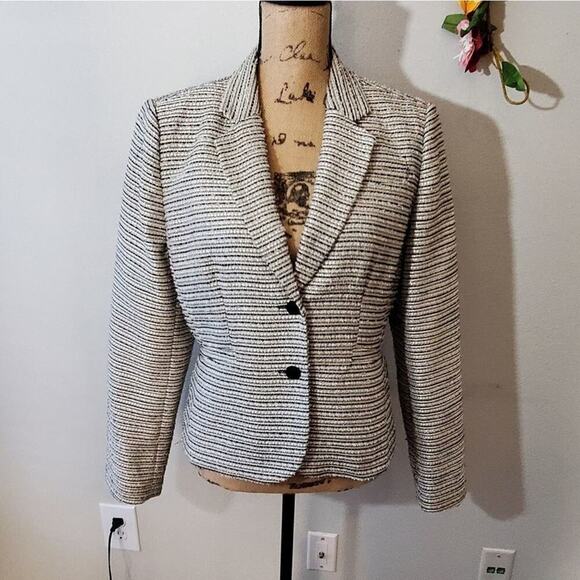 CALVIN Klein black white slub jacket Size 10 - Picture 1 of 14